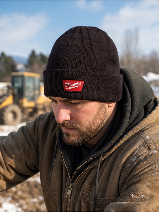 NWT Milwaukee Tool Black Rib-Knit Cuffed Beanie